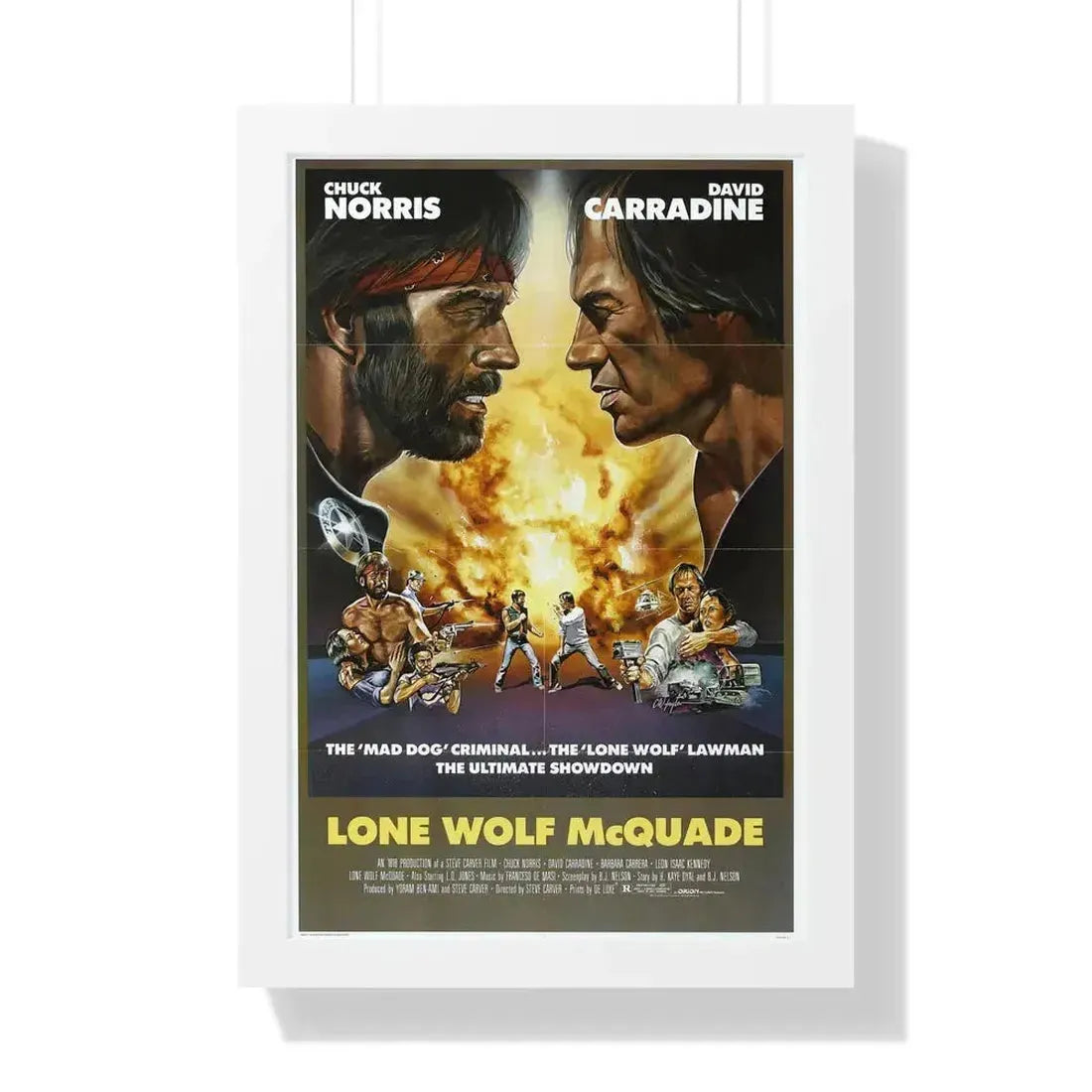 LONE WOLF MCQUADE 1983 - Framed Movie Poster 16″ x 24″ White - The Sticker Space