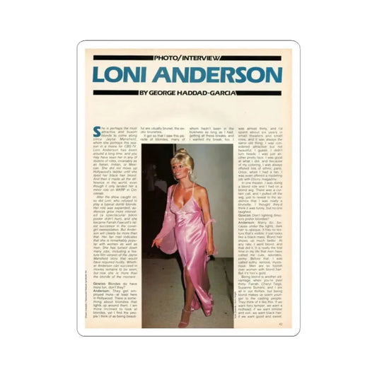 Loni Anderson #36 (Vintage Female Icon) STICKER Vinyl Kiss-Cut Decal 2 Inch White - The Sticker Space