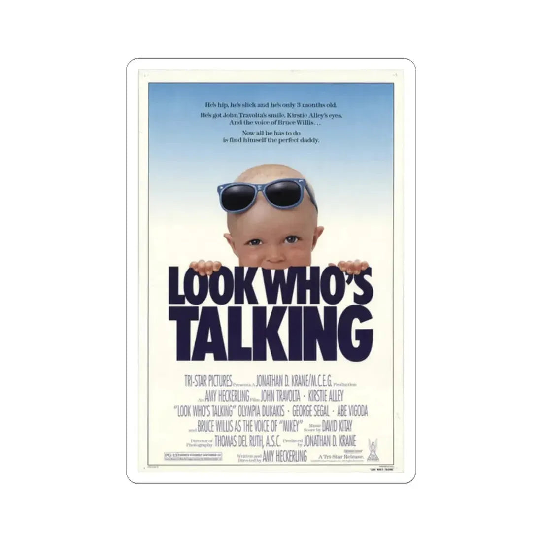 Look Who's Talking 1989 Movie Poster - STICKER Vinyl Kiss-Cut Decal 2 Inch White - The Sticker Space