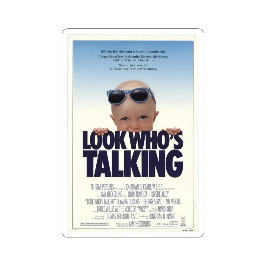 Look Who's Talking 1989 Movie Poster - STICKER Vinyl Kiss-Cut Decal 3 Inch White - The Sticker Space
