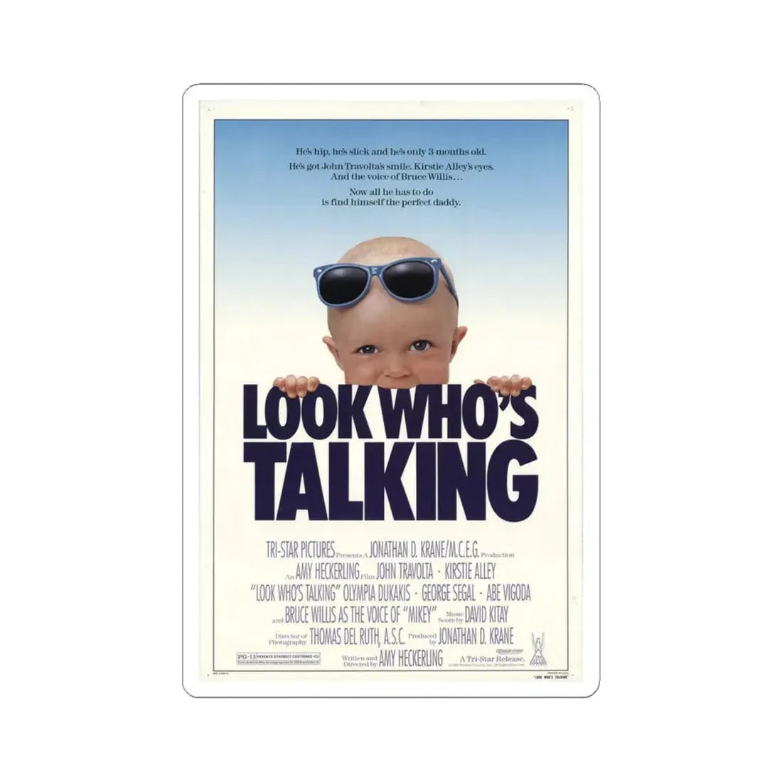 Look Who's Talking 1989 Movie Poster - STICKER Vinyl Kiss-Cut Decal 4 Inch White - The Sticker Space