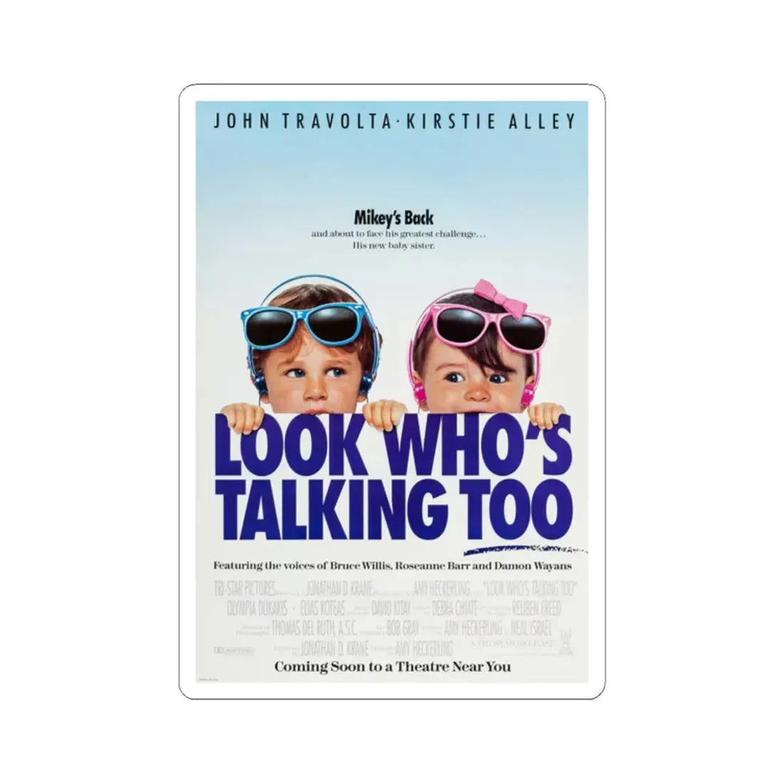 Look Whos Talking Too 1990 Movie Poster - STICKER Vinyl Kiss-Cut Decal 2 Inch White - The Sticker Space