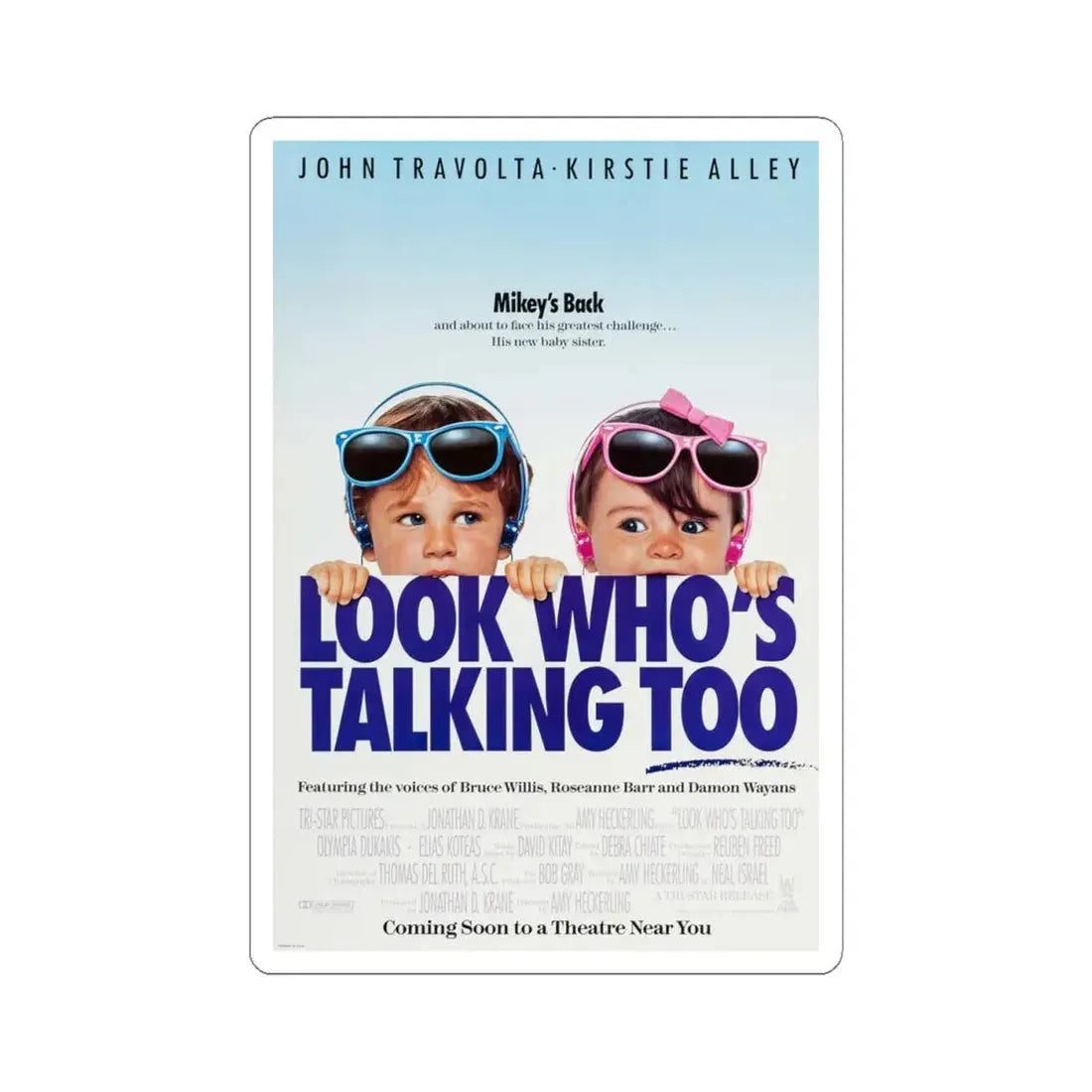 Look Whos Talking Too 1990 Movie Poster - STICKER Vinyl Kiss-Cut Decal 4 Inch White - The Sticker Space