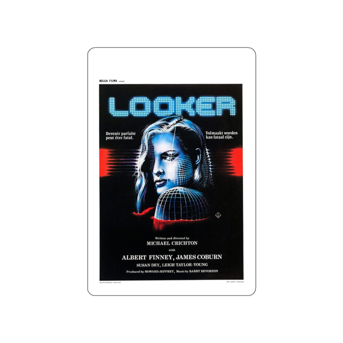 LOOKER (BELGIAN) 1981 Movie Poster STICKER Vinyl Die-Cut Decal-3 Inch-The Sticker Space