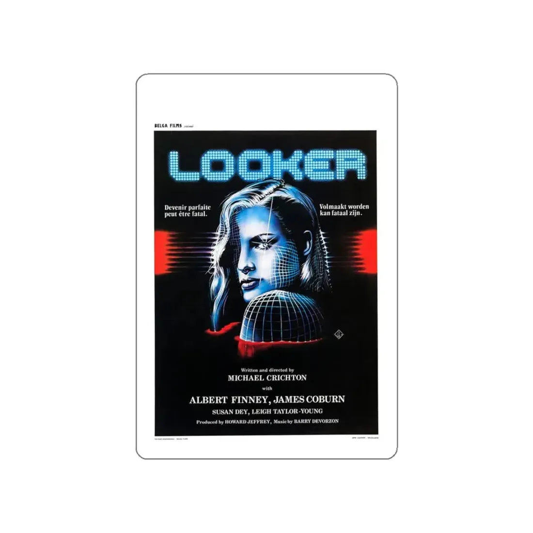LOOKER (BELGIAN) 1981 Movie Poster STICKER Vinyl Die-Cut Decal 5 Inch - The Sticker Space