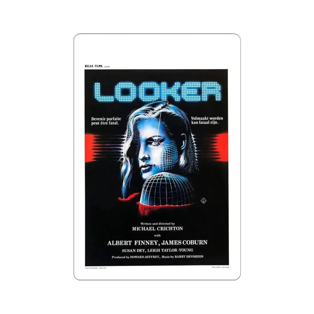 LOOKER (BELGIAN) 1981 Movie Poster - STICKER Vinyl Kiss-Cut Decal 6 Inch White - The Sticker Space