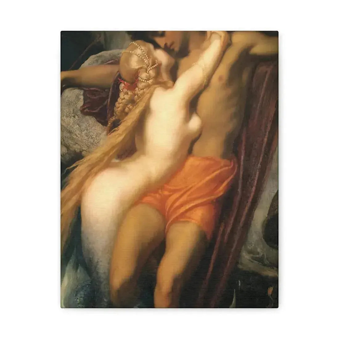Lord Frederick Leighton (1830-1896) The Fisherman and the Syren c1856-c1858 - Canvas Wall Art 11″ x 14″ 1.25" - The Sticker Space