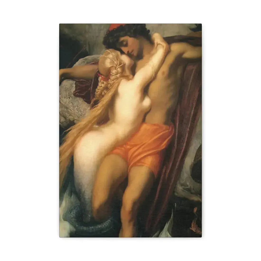 Lord Frederick Leighton (1830-1896) The Fisherman and the Syren c1856-c1858 - Canvas Wall Art 12" x 18" 1.25" - The Sticker Space
