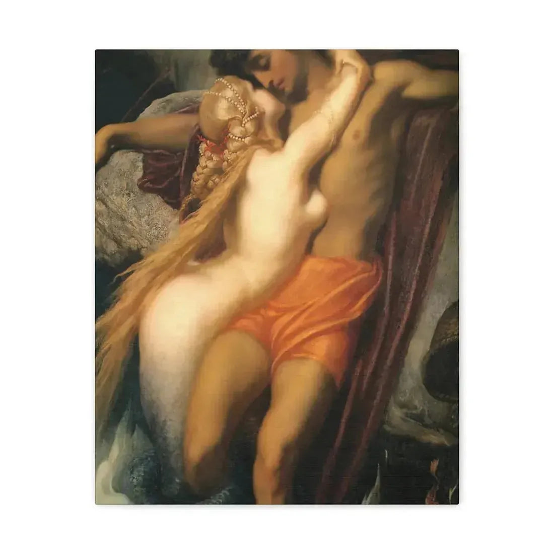 Lord Frederick Leighton (1830-1896) The Fisherman and the Syren c1856-c1858 - Canvas Wall Art 16″ x 20″ 1.25" - The Sticker Space
