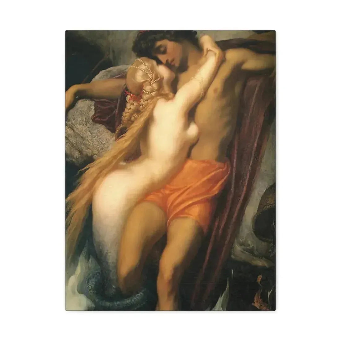 Lord Frederick Leighton (1830-1896) The Fisherman and the Syren c1856-c1858 - Canvas Wall Art 18″ x 24″ 1.25" - The Sticker Space