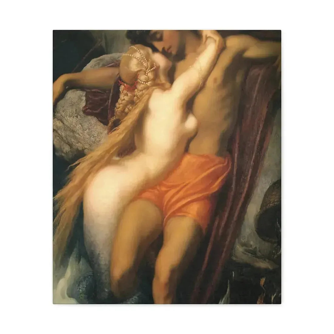 Lord Frederick Leighton (1830-1896) The Fisherman and the Syren c1856-c1858 - Canvas Wall Art 20″ x 24″ 1.25" - The Sticker Space