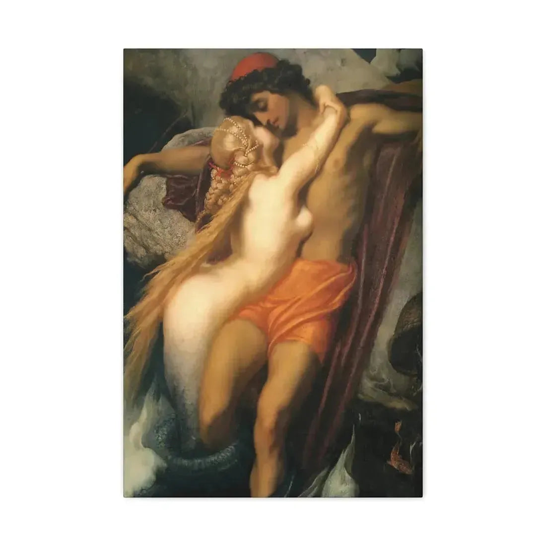 Lord Frederick Leighton (1830-1896) The Fisherman and the Syren c1856-c1858 - Canvas Wall Art 20″ x 30″ 1.25" - The Sticker Space
