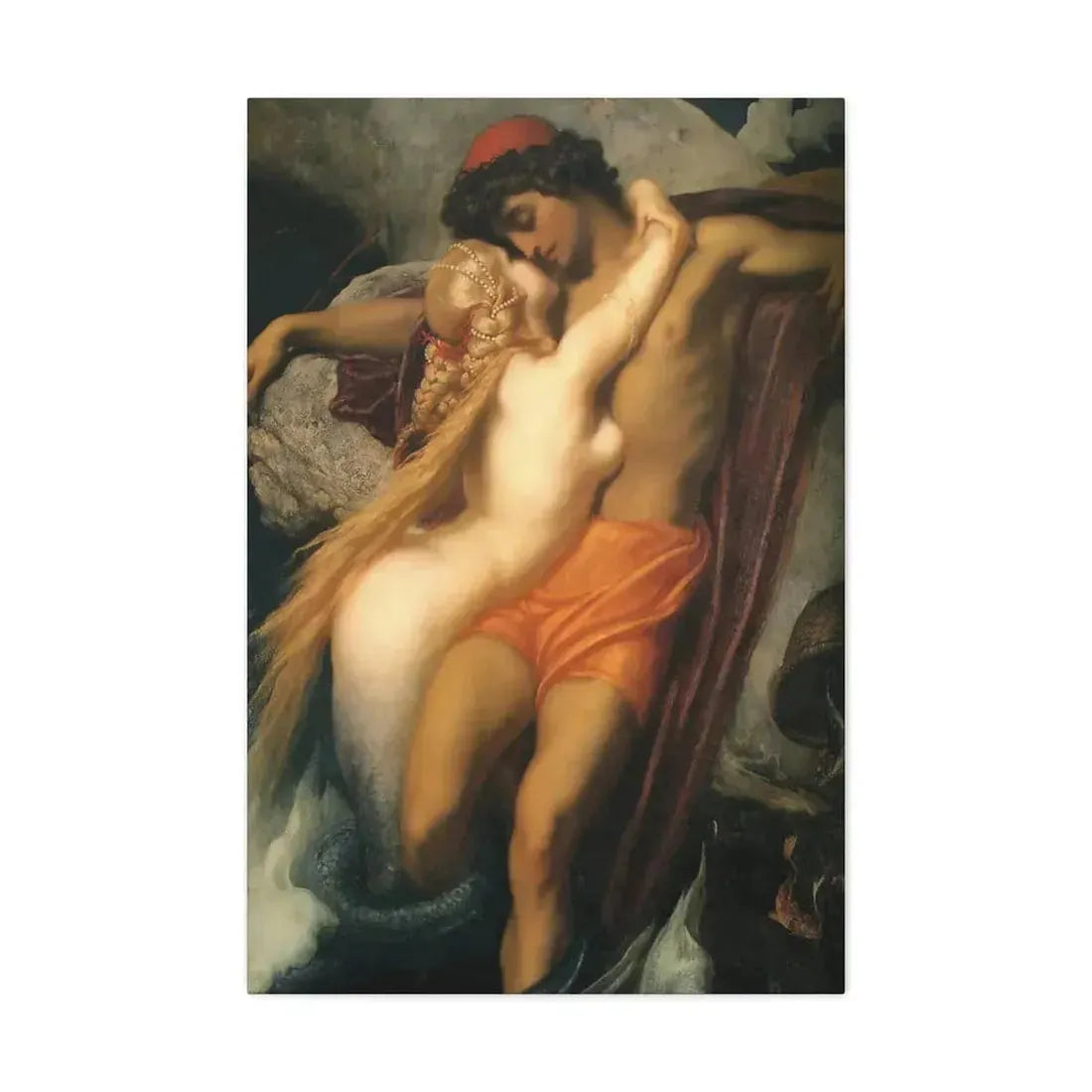 Lord Frederick Leighton (1830-1896) The Fisherman and the Syren c1856-c1858 - Canvas Wall Art 24″ x 36″ 1.25" - The Sticker Space