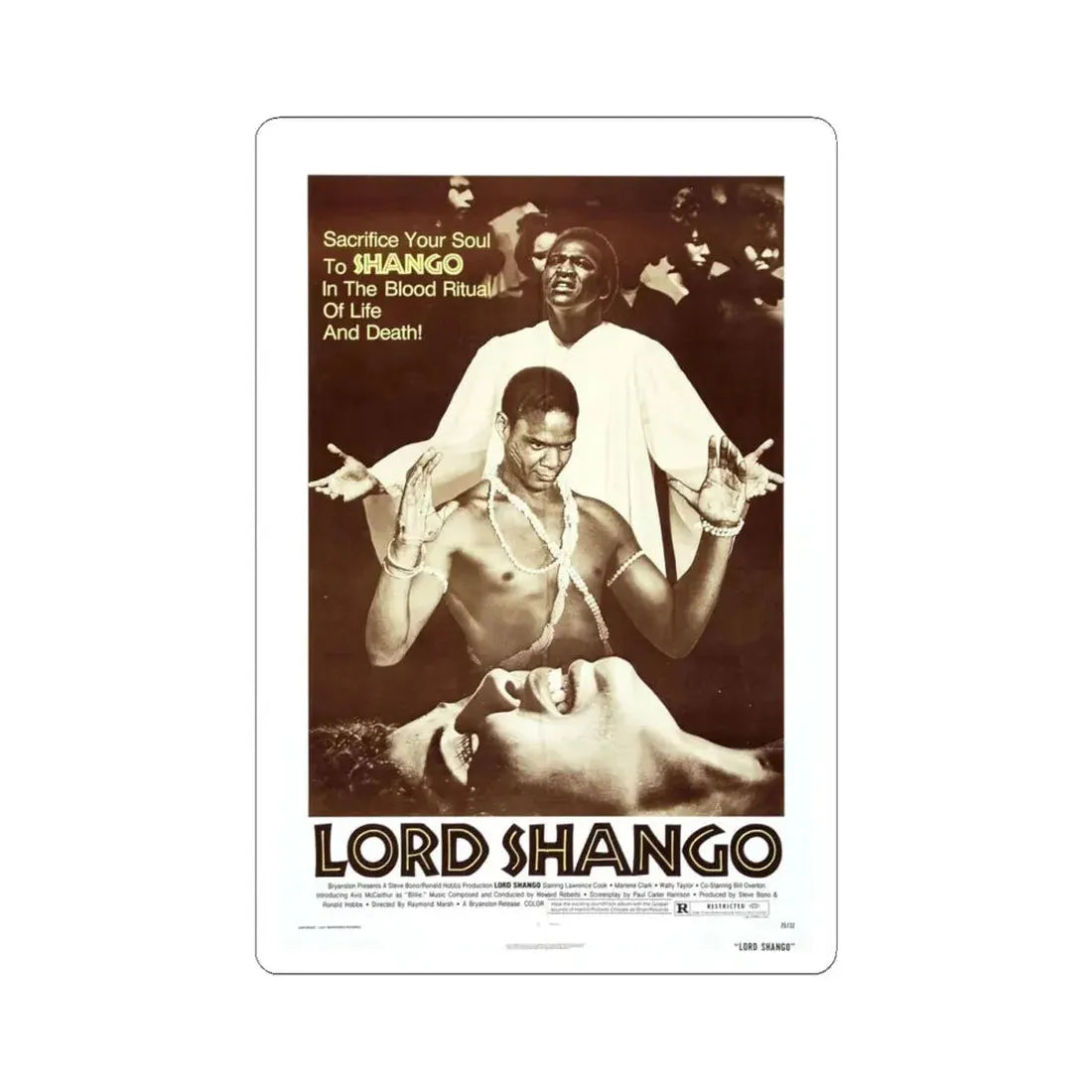 LORD SHANGO 1975 Movie Poster - STICKER Vinyl Kiss-Cut Decal 4 Inch White - The Sticker Space