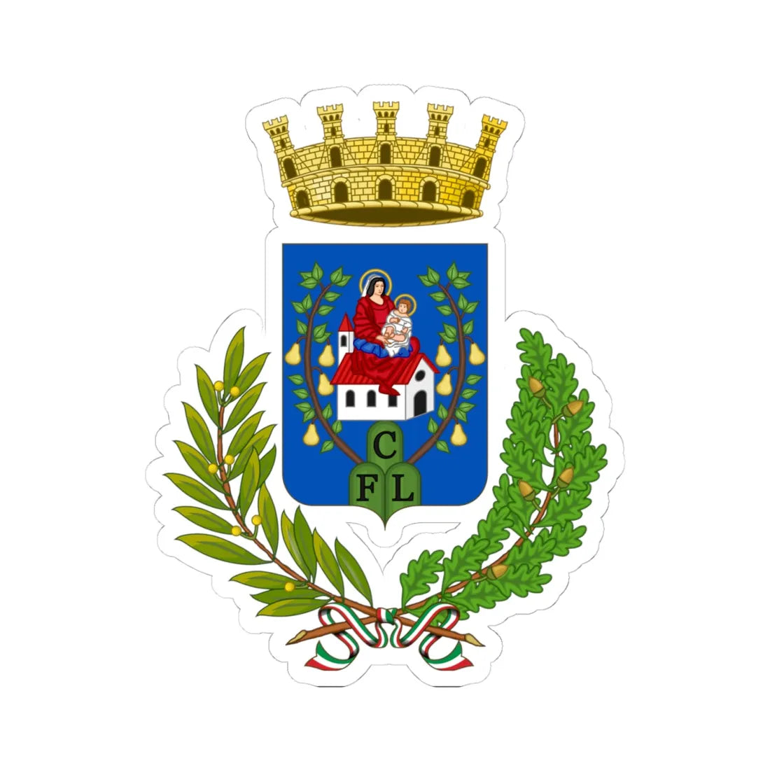 Loreto-Stemma (Italy) (Coat of Arms) STICKER Vinyl Kiss-Cut Decal 4 Inch White - The Sticker Space