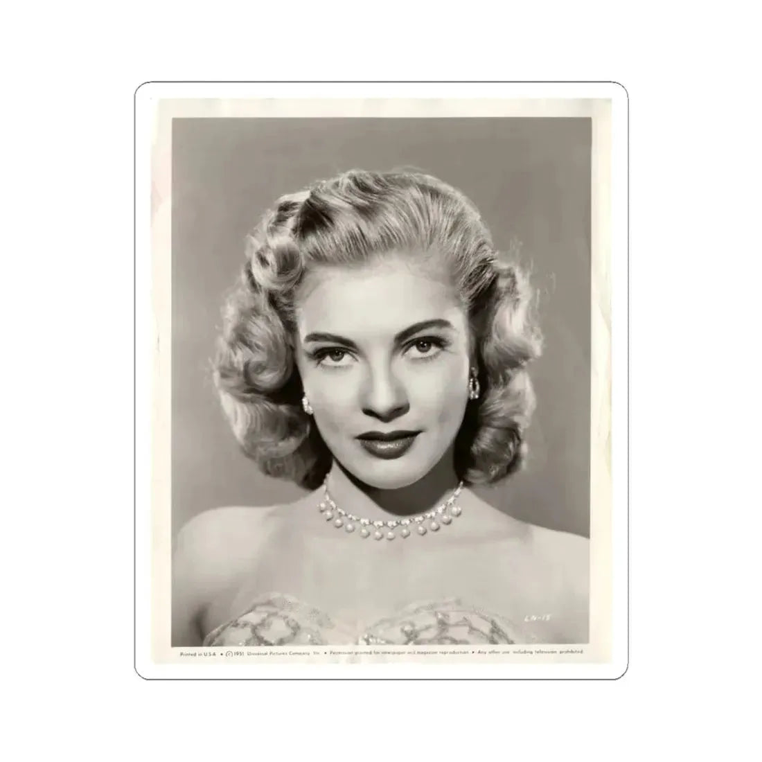 Lori Nelson #02 - 8.25x10 Head & Shoulder B&W Glamour Portrait Vintage Photo from 1-11-1952 1 (Vintage Female Icon) STICKER Vinyl Kiss-Cut Decal 6 Inch White - The Sticker Space