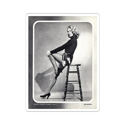 Lori Nelson #04 - Vintage B&W Full Body Leggy Cheesecake Pin-Up Photo (Vintage Female Icon) STICKER Vinyl Kiss-Cut Decal 2 Inch White - The Sticker Space