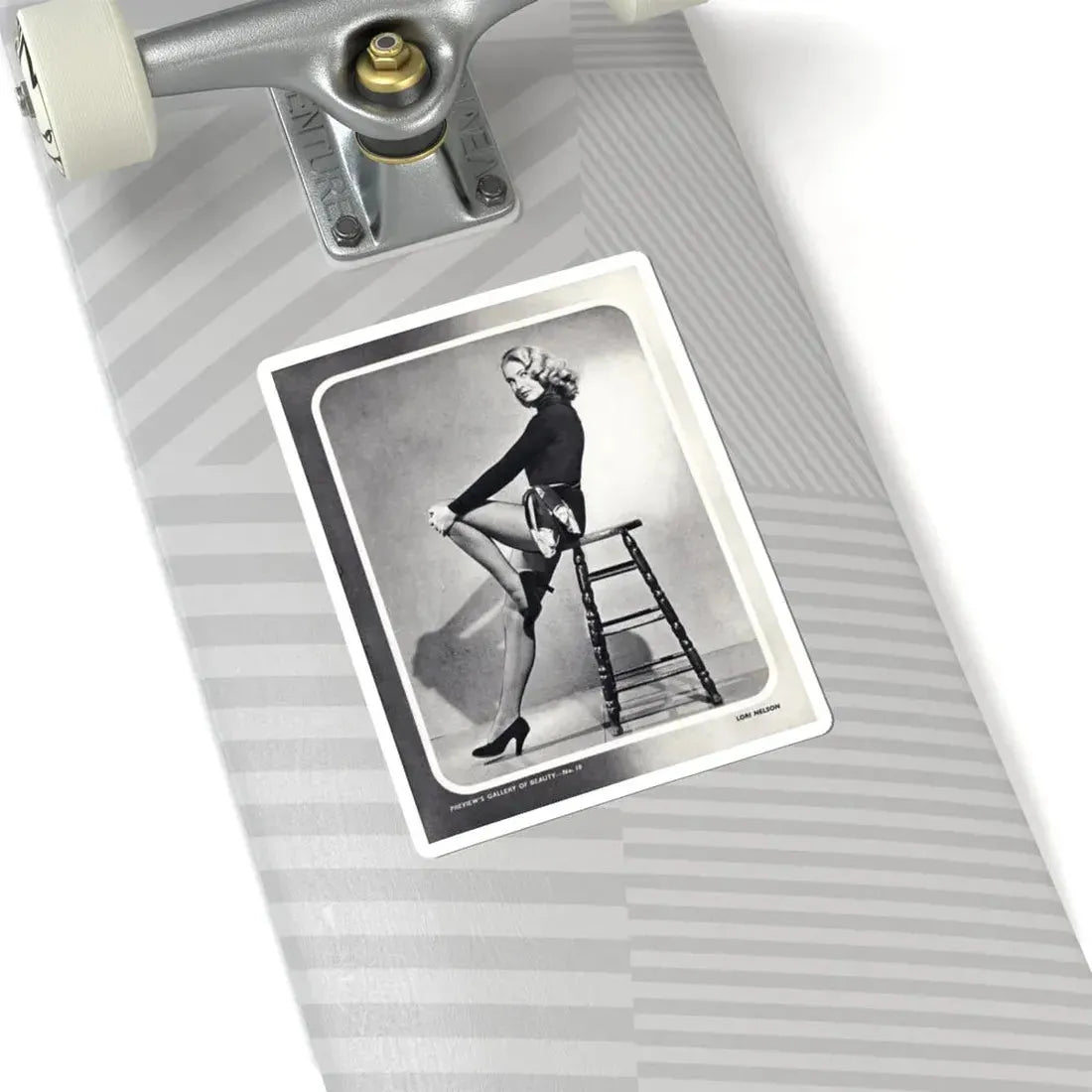 Lori Nelson #04 - Vintage B&W Full Body Leggy Cheesecake Pin-Up Photo (Vintage Female Icon) STICKER Vinyl Kiss-Cut Decal - The Sticker Space