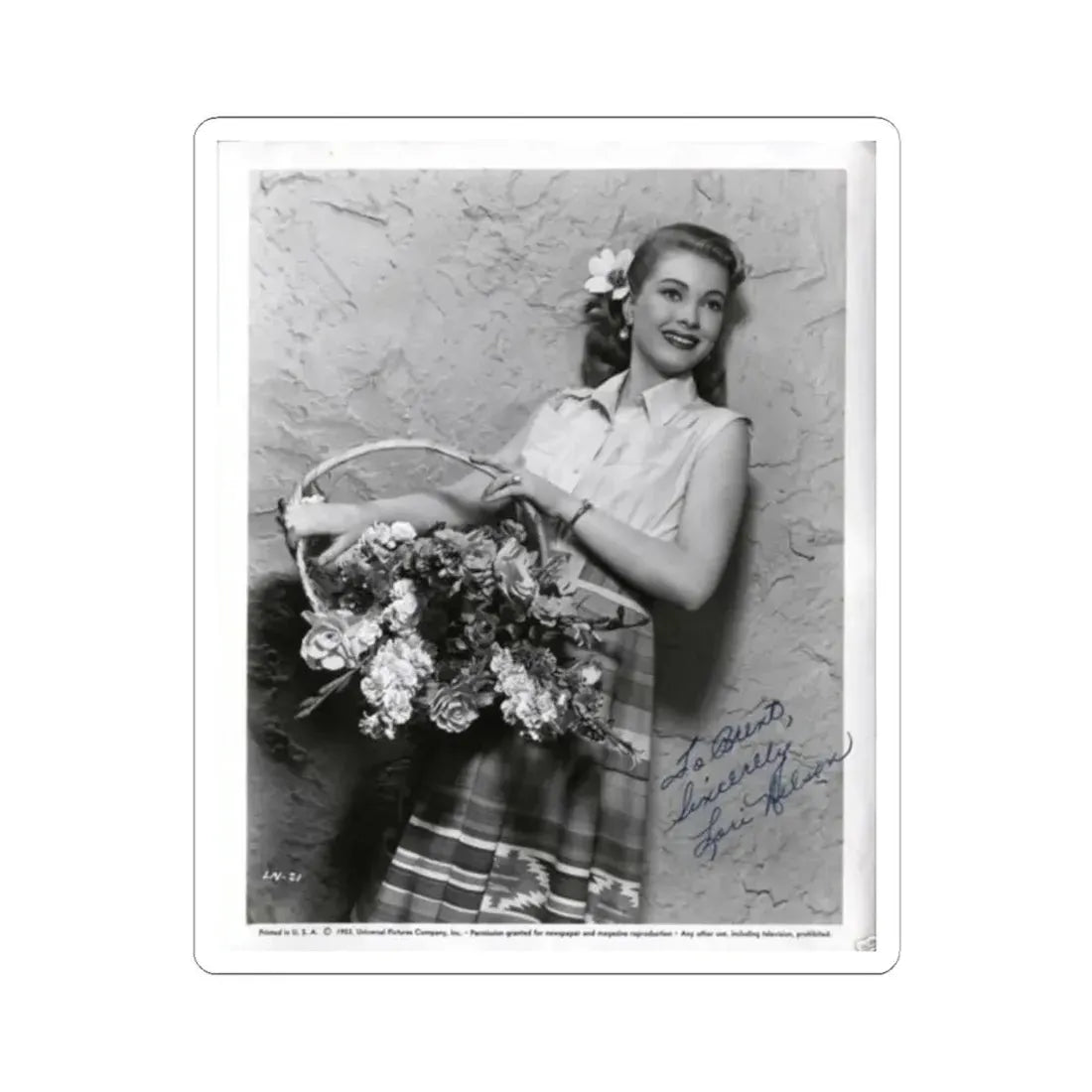 Lori Nelson #74 (Vintage Female Icon) STICKER Vinyl Kiss-Cut Decal 2 Inch White - The Sticker Space