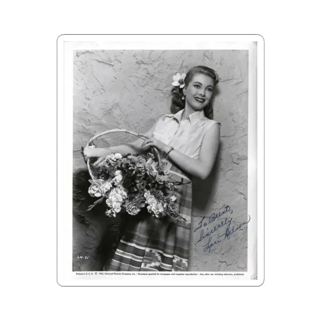 Lori Nelson #74 (Vintage Female Icon) STICKER Vinyl Kiss-Cut Decal 4 Inch White - The Sticker Space