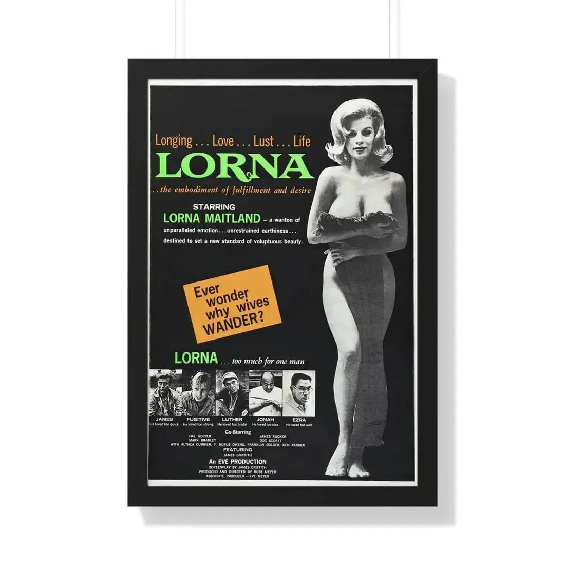 LORNA 1964 - Framed Movie Poster 20" x 30" Black - The Sticker Space