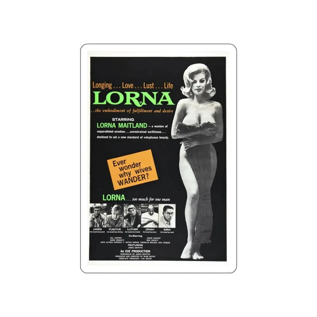 LORNA 1964 Movie Poster STICKER Vinyl Die-Cut Decal - The Sticker Space
