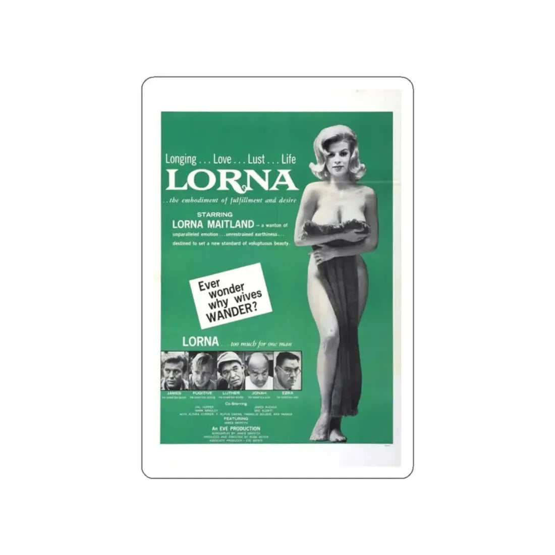 LORNA (2) 1964 Movie Poster STICKER Vinyl Die-Cut Decal 2 Inch - The Sticker Space