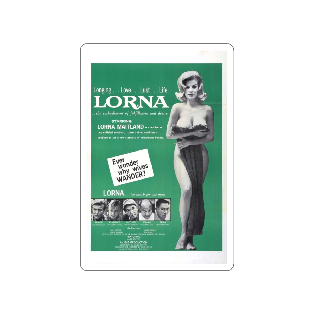 LORNA (2) 1964 Movie Poster STICKER Vinyl Die-Cut Decal-3 Inch-The Sticker Space