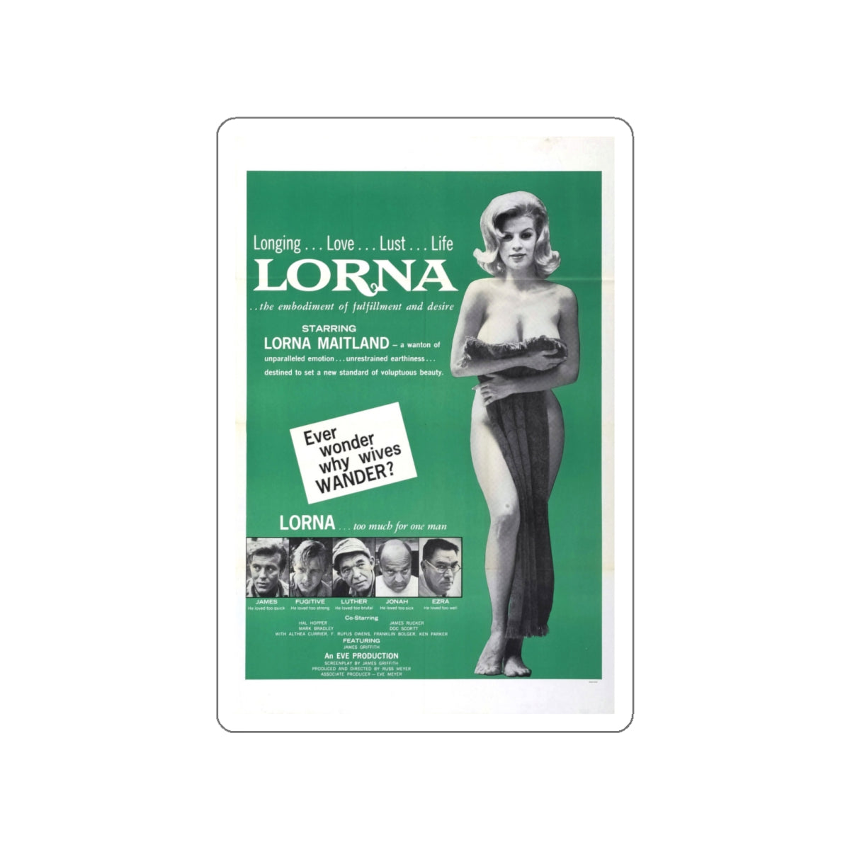 LORNA (2) 1964 Movie Poster STICKER Vinyl Die-Cut Decal-6 Inch-The Sticker Space