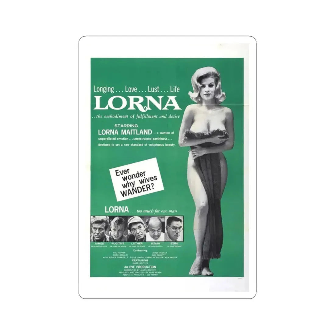 LORNA (2) 1964 Movie Poster - STICKER Vinyl Kiss-Cut Decal 3 Inch White - The Sticker Space