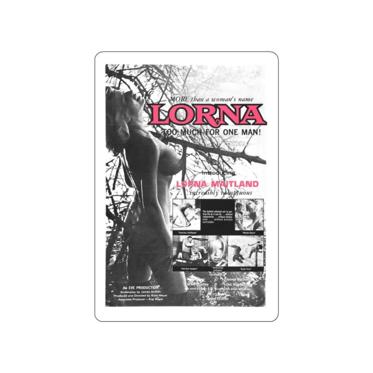 LORNA (3) 1964 Movie Poster STICKER Vinyl Die-Cut Decal-2 Inch-The Sticker Space