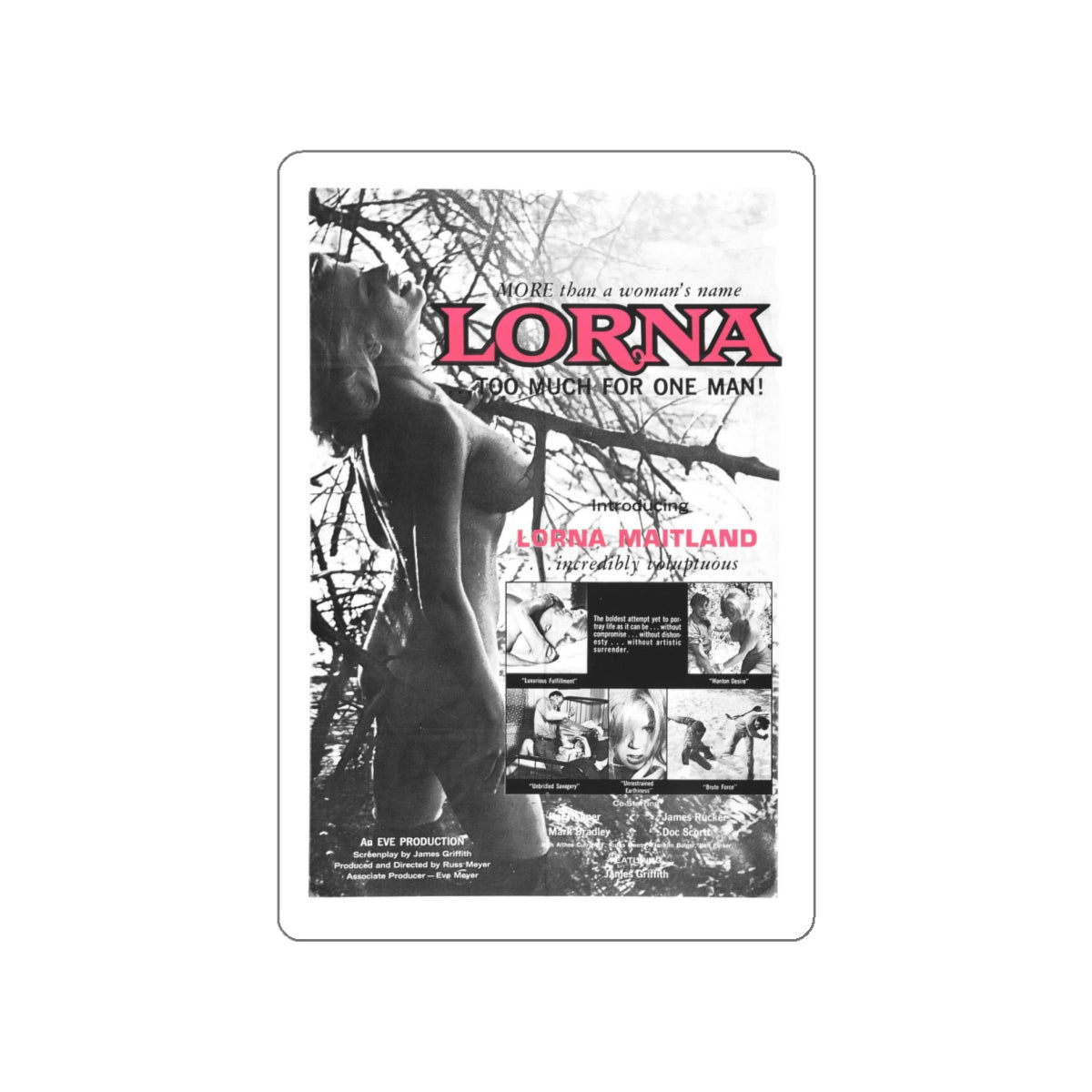 LORNA (3) 1964 Movie Poster STICKER Vinyl Die-Cut Decal-4 Inch-The Sticker Space