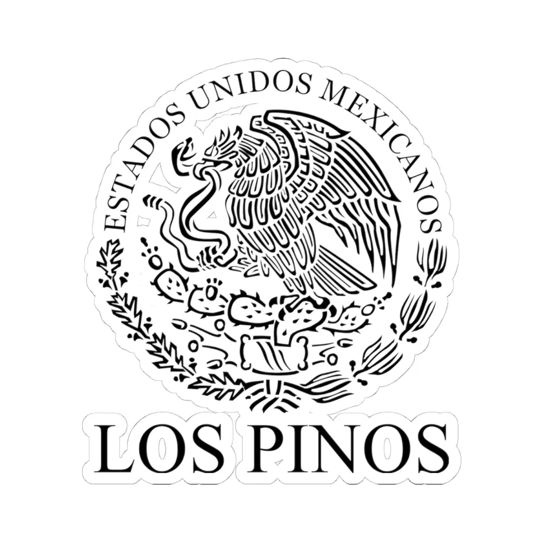 Los Pinos Mexican Seal (Mexico) (Coat of Arms) STICKER Vinyl Kiss-Cut Decal 4 Inch White - The Sticker Space
