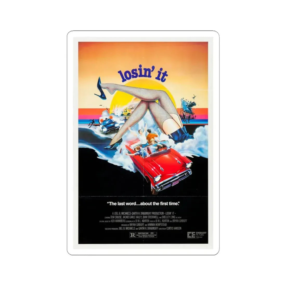 Losin' it 1983 Movie Poster - STICKER Vinyl Kiss-Cut Decal 4 Inch White - The Sticker Space