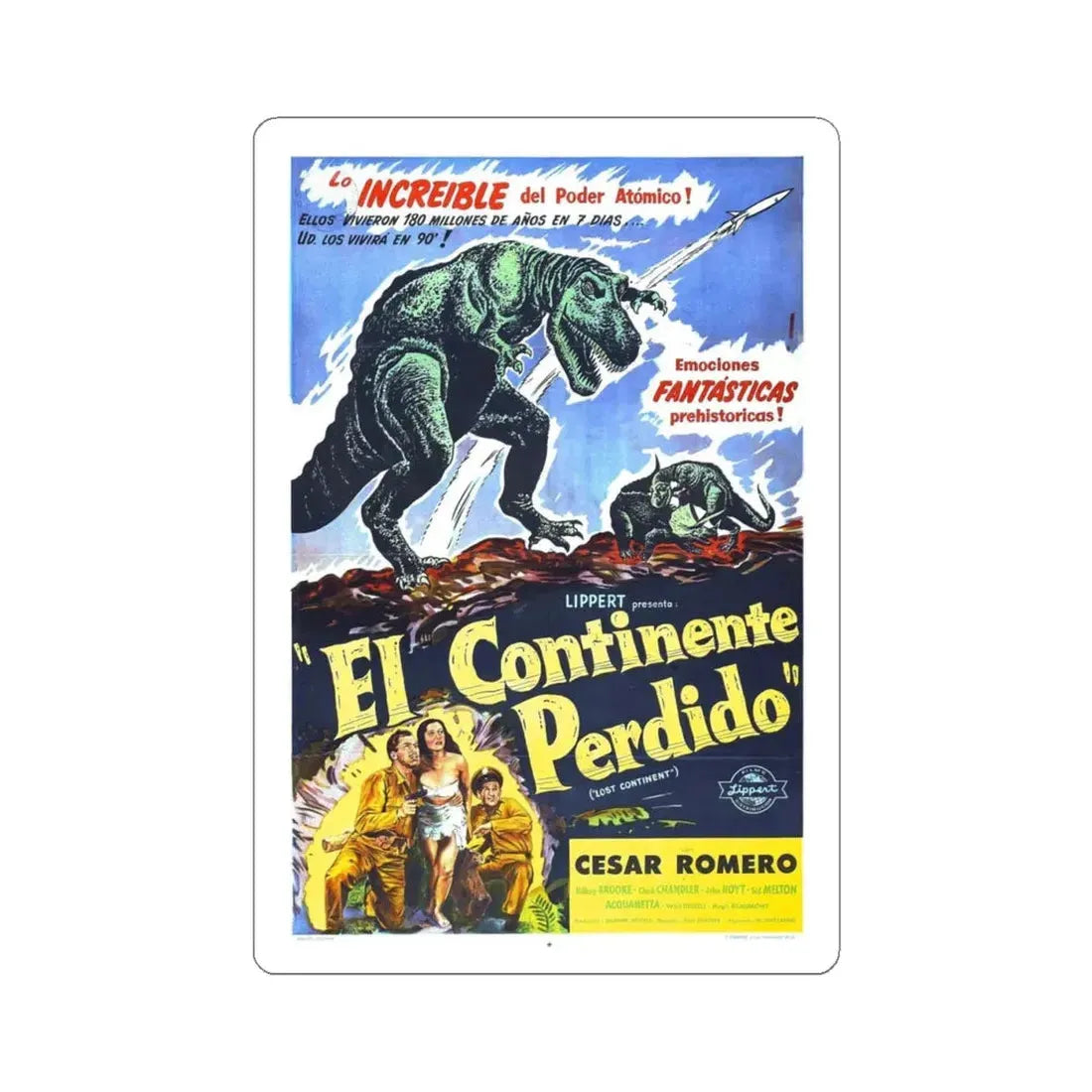 LOST CONTINENT (SPANISH) 1951 Movie Poster - STICKER Vinyl Kiss-Cut Decal 4 Inch White - The Sticker Space