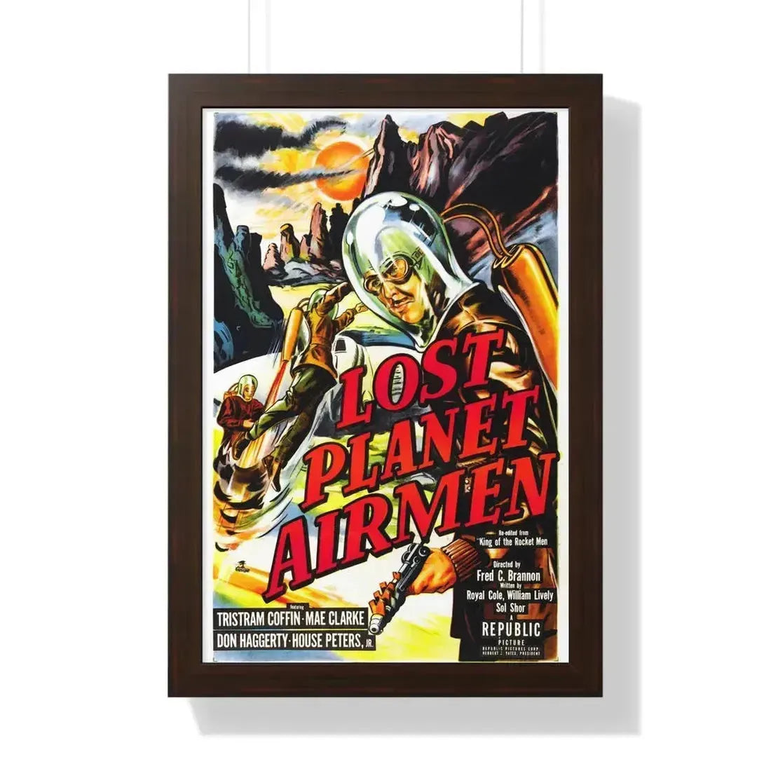 LOST PLANET AIRMEN 1951 - Framed Movie Poster 16″ x 24″ Walnut - The Sticker Space