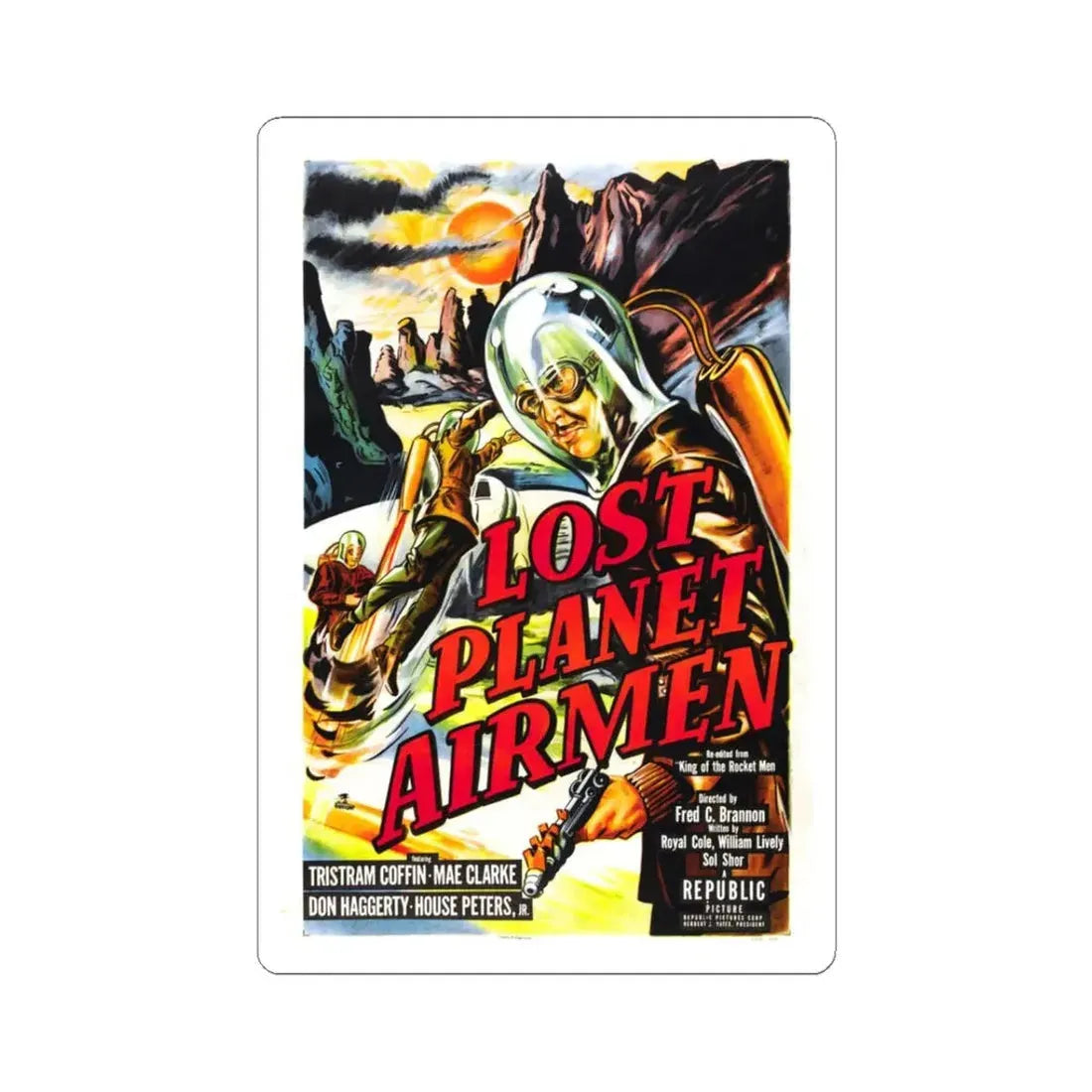 LOST PLANET AIRMEN 1951 Movie Poster - STICKER Vinyl Kiss-Cut Decal 3 Inch White - The Sticker Space