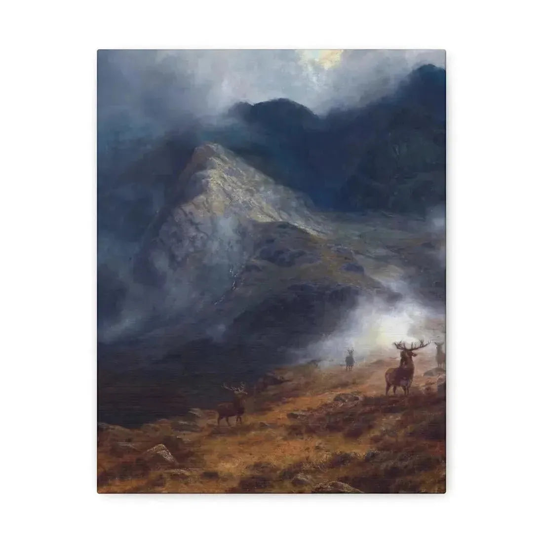 Louis Bosworth Hurt (1856-1929) After The Shower - A Highland Brae - Canvas Wall Art 11″ x 14″ 1.25" - The Sticker Space