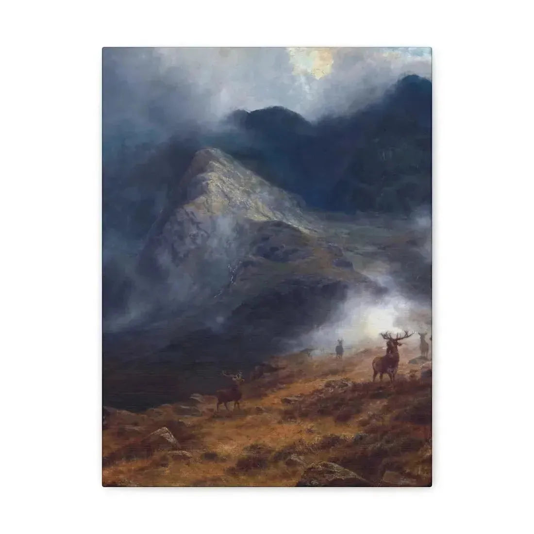 Louis Bosworth Hurt (1856-1929) After The Shower - A Highland Brae - Canvas Wall Art 12″ x 16″ 1.25" - The Sticker Space