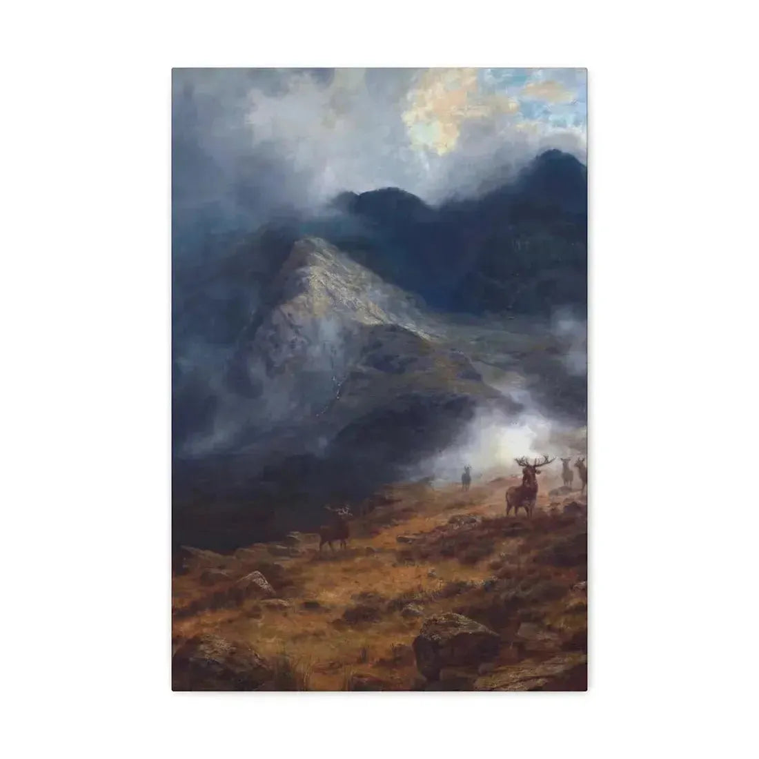 Louis Bosworth Hurt (1856-1929) After The Shower - A Highland Brae - Canvas Wall Art 16″ x 24″ 1.25" - The Sticker Space