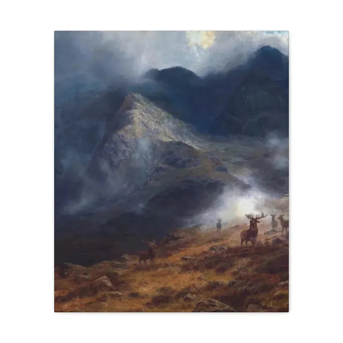 Louis Bosworth Hurt (1856-1929) After The Shower - A Highland Brae - Canvas Wall Art 20″ x 24″ 1.25" - The Sticker Space