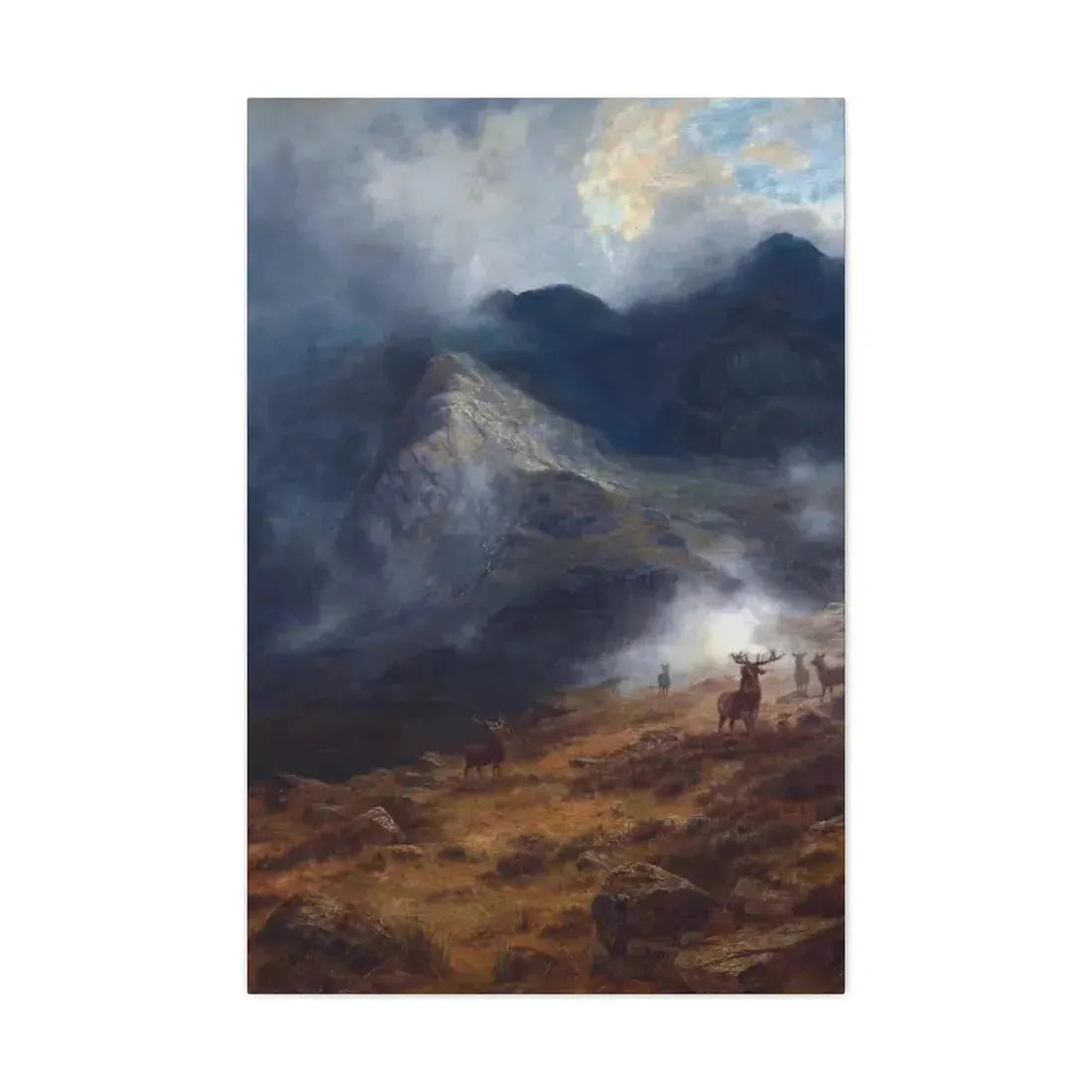 Louis Bosworth Hurt (1856-1929) After The Shower - A Highland Brae - Canvas Wall Art 24″ x 36″ 1.25" - The Sticker Space