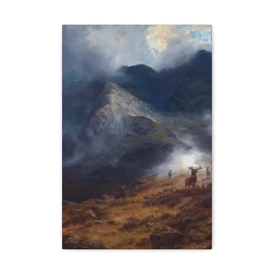 Louis Bosworth Hurt (1856-1929) After The Shower - A Highland Brae - Canvas Wall Art - The Sticker Space