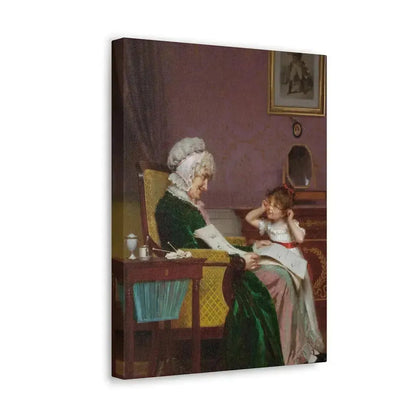 Louis Emile Adan (1839-1937) The First Lesson - Canvas Wall Art - The Sticker Space
