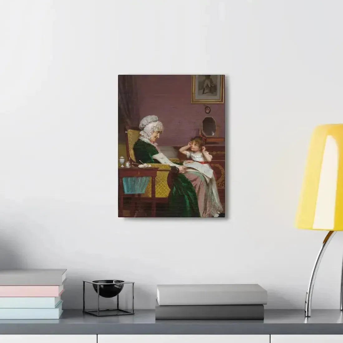 Louis Emile Adan (1839-1937) The First Lesson - Canvas Wall Art - The Sticker Space