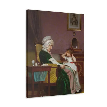 Louis Emile Adan (1839-1937) The First Lesson - Canvas Wall Art - The Sticker Space