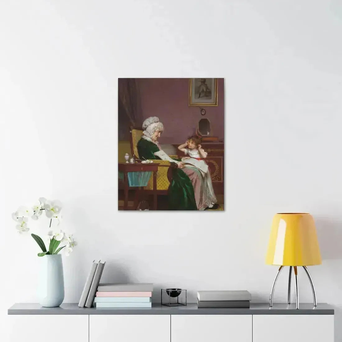 Louis Emile Adan (1839-1937) The First Lesson - Canvas Wall Art - The Sticker Space