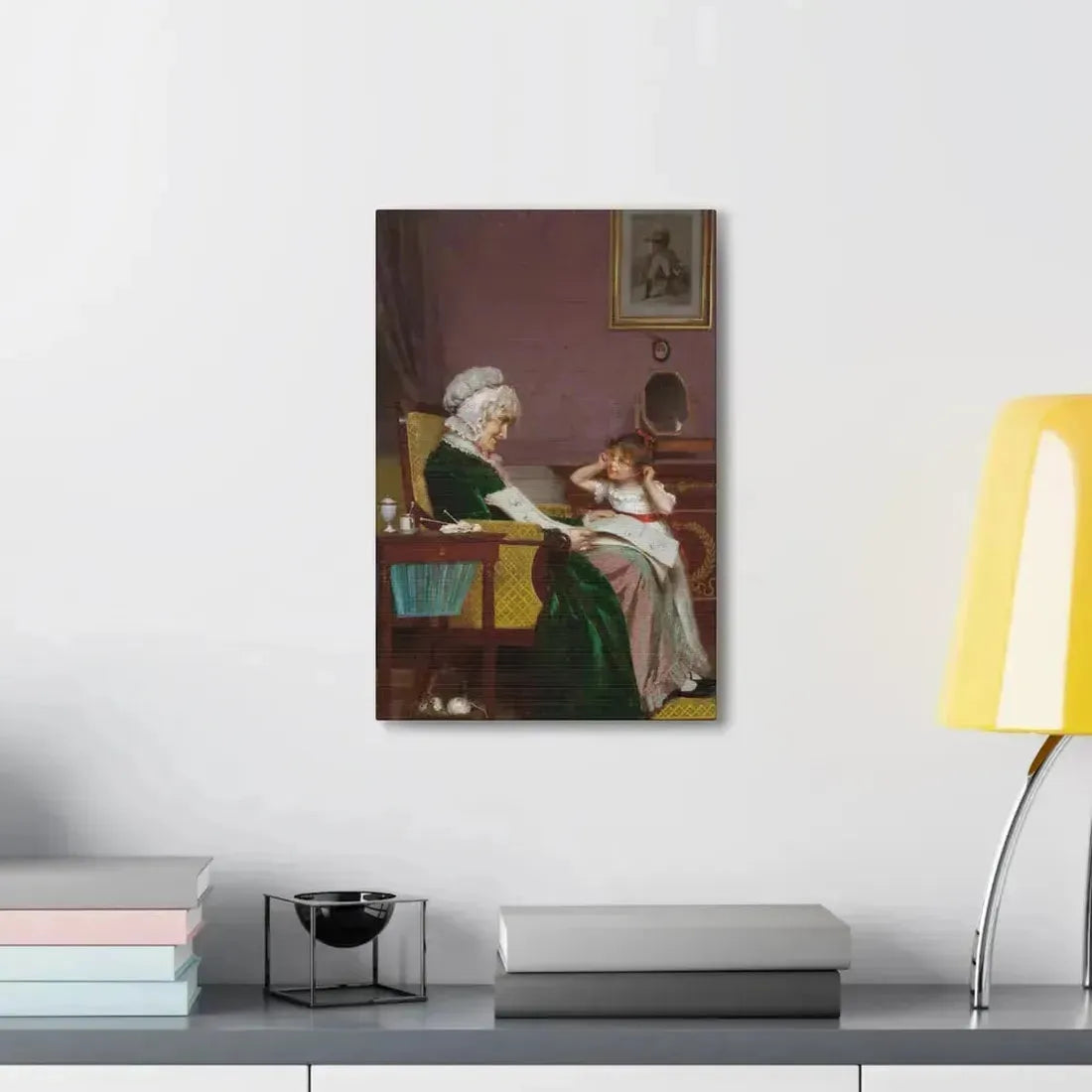 Louis Emile Adan (1839-1937) The First Lesson - Canvas Wall Art - The Sticker Space