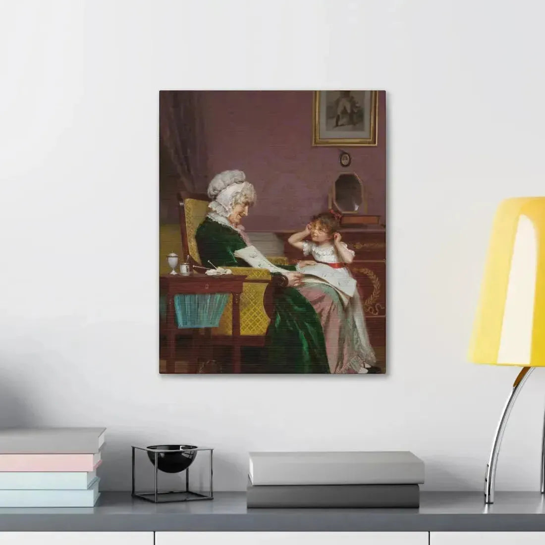 Louis Emile Adan (1839-1937) The First Lesson - Canvas Wall Art - The Sticker Space