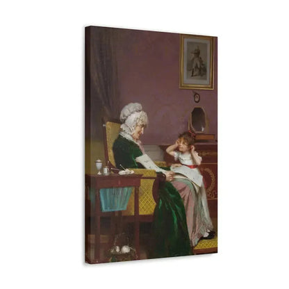 Louis Emile Adan (1839-1937) The First Lesson - Canvas Wall Art - The Sticker Space